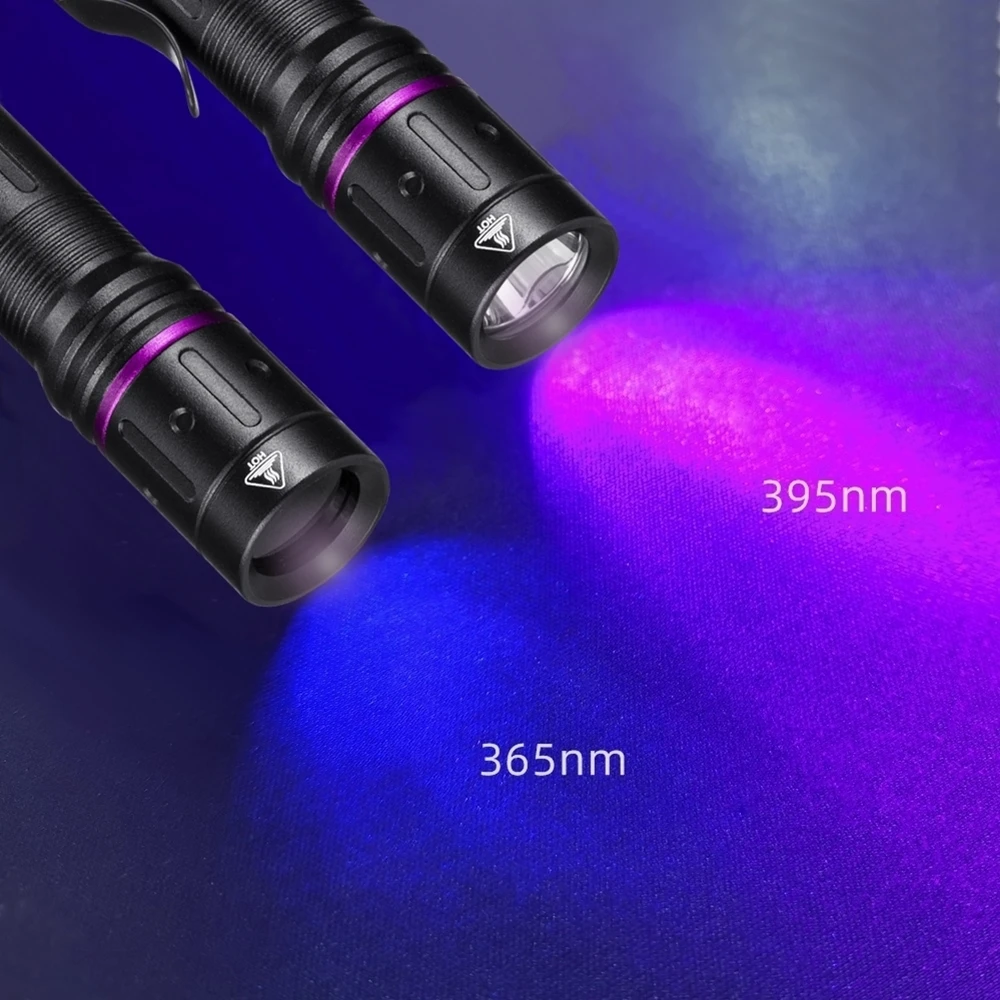 Mini UV Penlight 365nm/395nm LED AA/AAA Flashlight Pet Cat Dog Stain Tinea Marker Money Ore Fluorescent Ultraviolet Lamp Torch