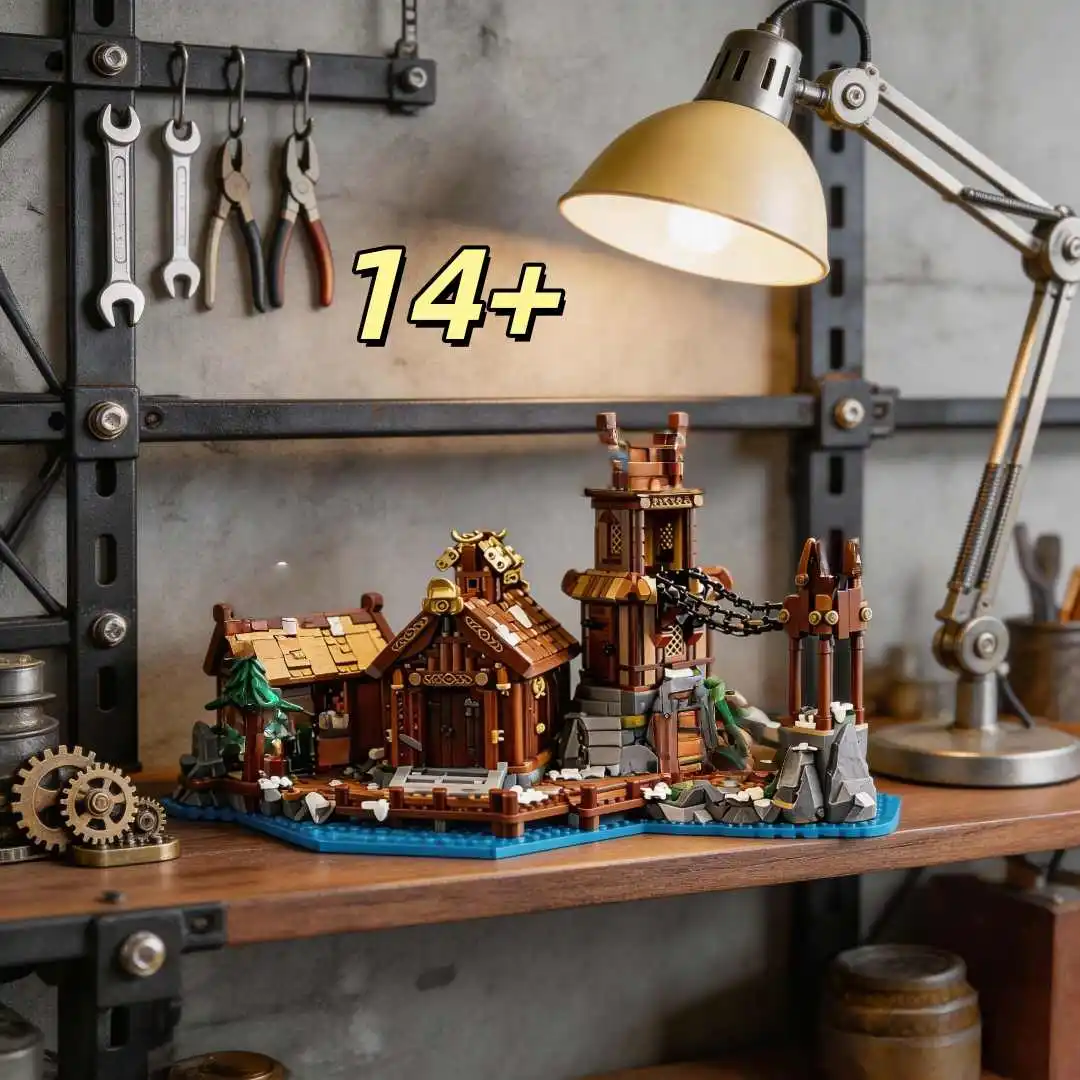 

Новинка 2026: Сборная модель средневековой деревни в скандинавском стиле, коллекционная архитектурная модель для взрослых, 2103 детали, украшение для рабочего стола