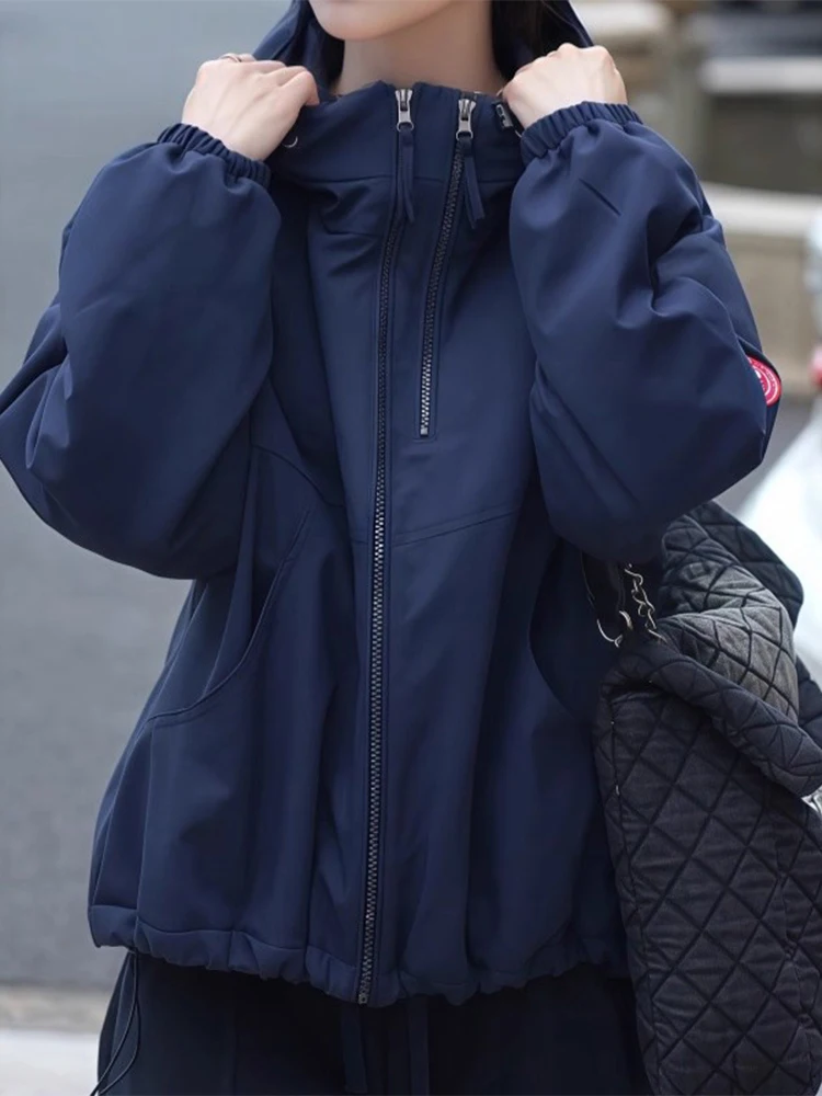 

Утепленная хлопковая куртка с капюшоном в американском стиле для женщин, новая модная свободная очень красивая хлопковая одежда в корейском стиле для зимы