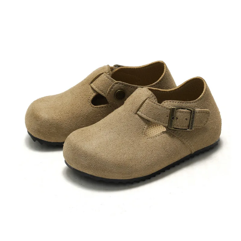 Autumn Winter Children Cork Leather Shoes Boys Girls Casual Shoes Baby Home Baotou Casual Leather Shoes Play Kids Beach Shoes