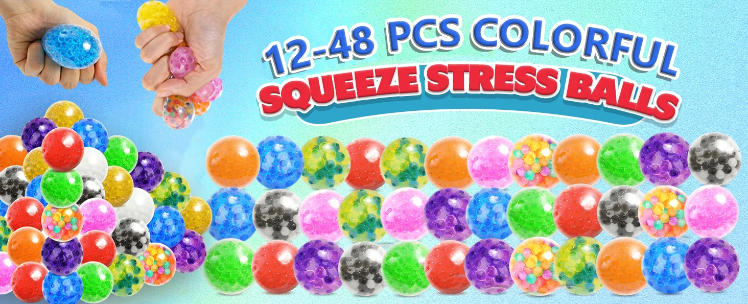 12–48 Stück MINI-Stressbälle, Zappelspielzeug, Quetschbälle, Squishy für Kinder, Klassenzimmer, Preis, Strumpffüller, Goodie Bags, Partygeschenke – Detail 1