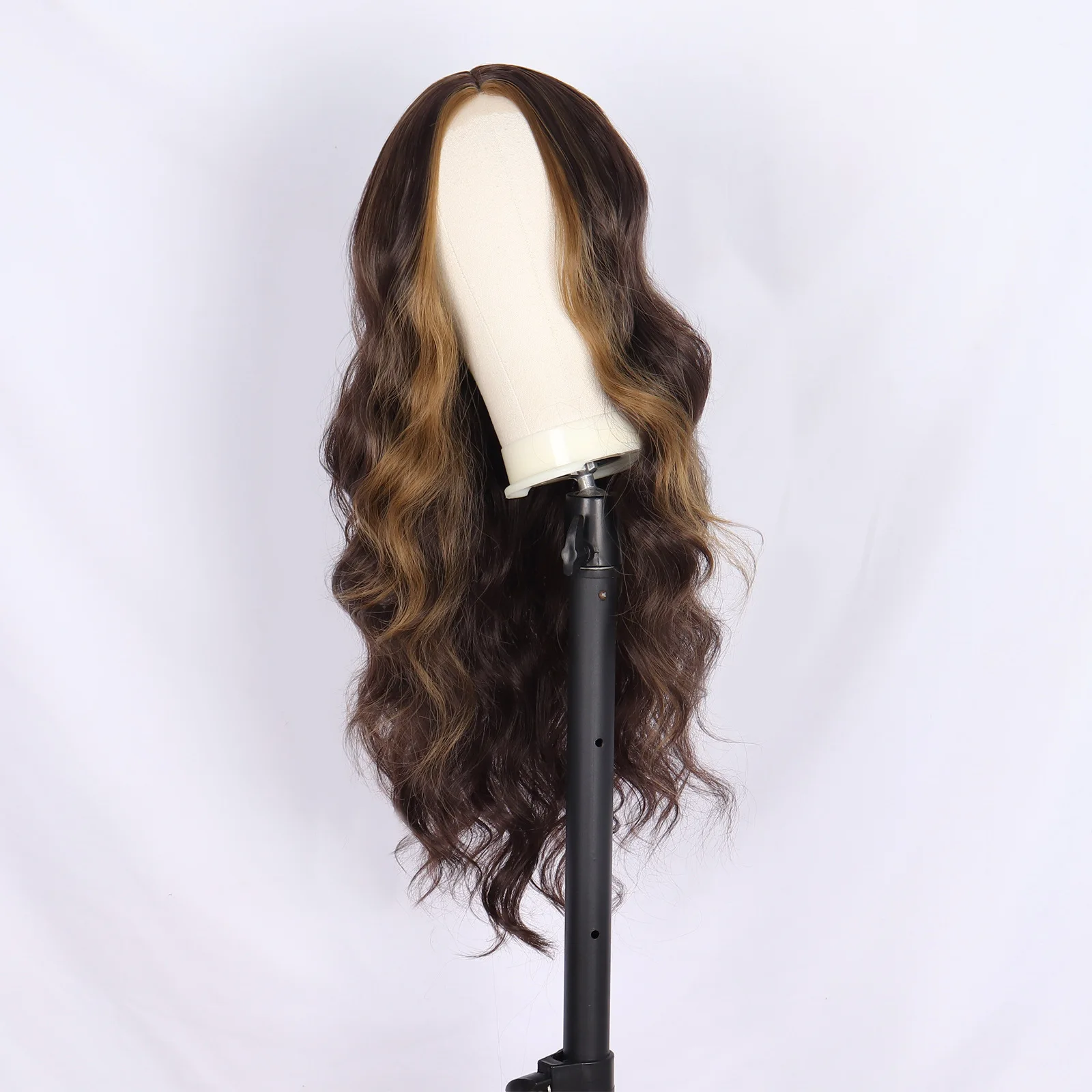 Long Body Wavy Synthetic Wigs for Women Afro Natural Black Hair Wigs Middle Part Heat Resistant Fiber Daily Use