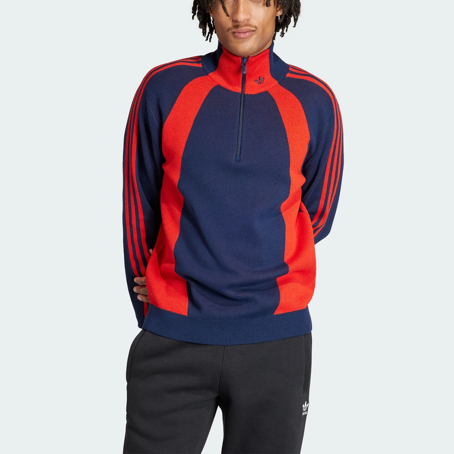 Adidas genuine clover men's retro color blocked half zip pullover sweater IR7128
