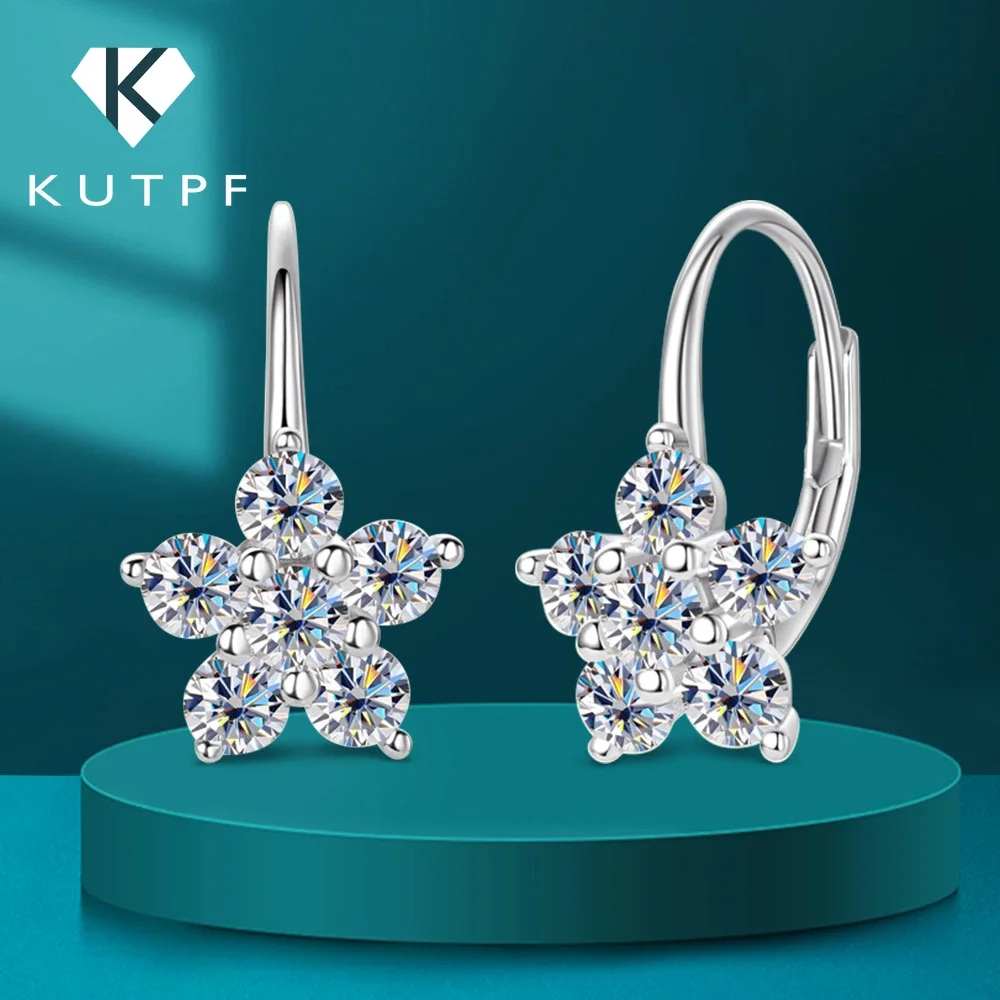 Heart Snowflake Shape Moissanite Diamond Earrings with Gra Certificates 925 Sterling Silver Hoop Earring for Women  Fine Jewelry