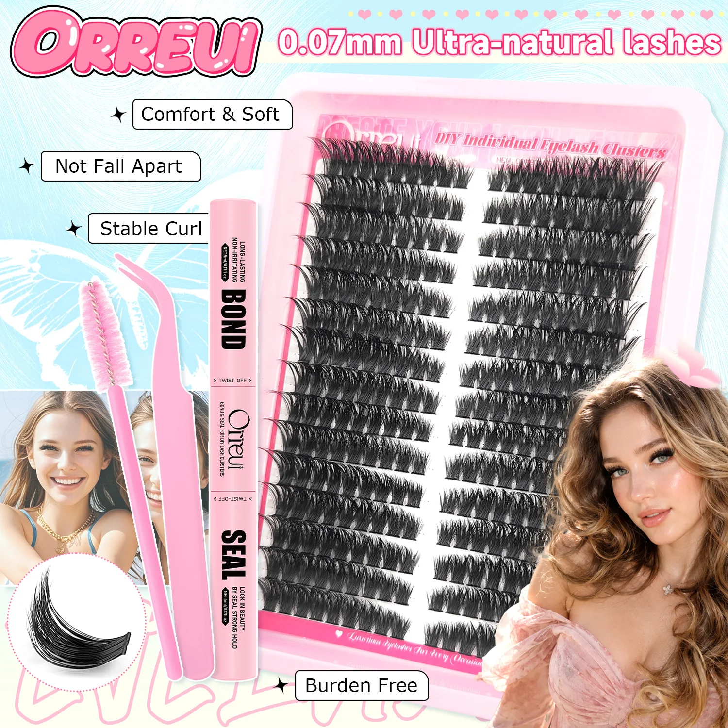 Lash Extension Tweezers - 80D Fluffy DIY Eyelash Extension Kit
