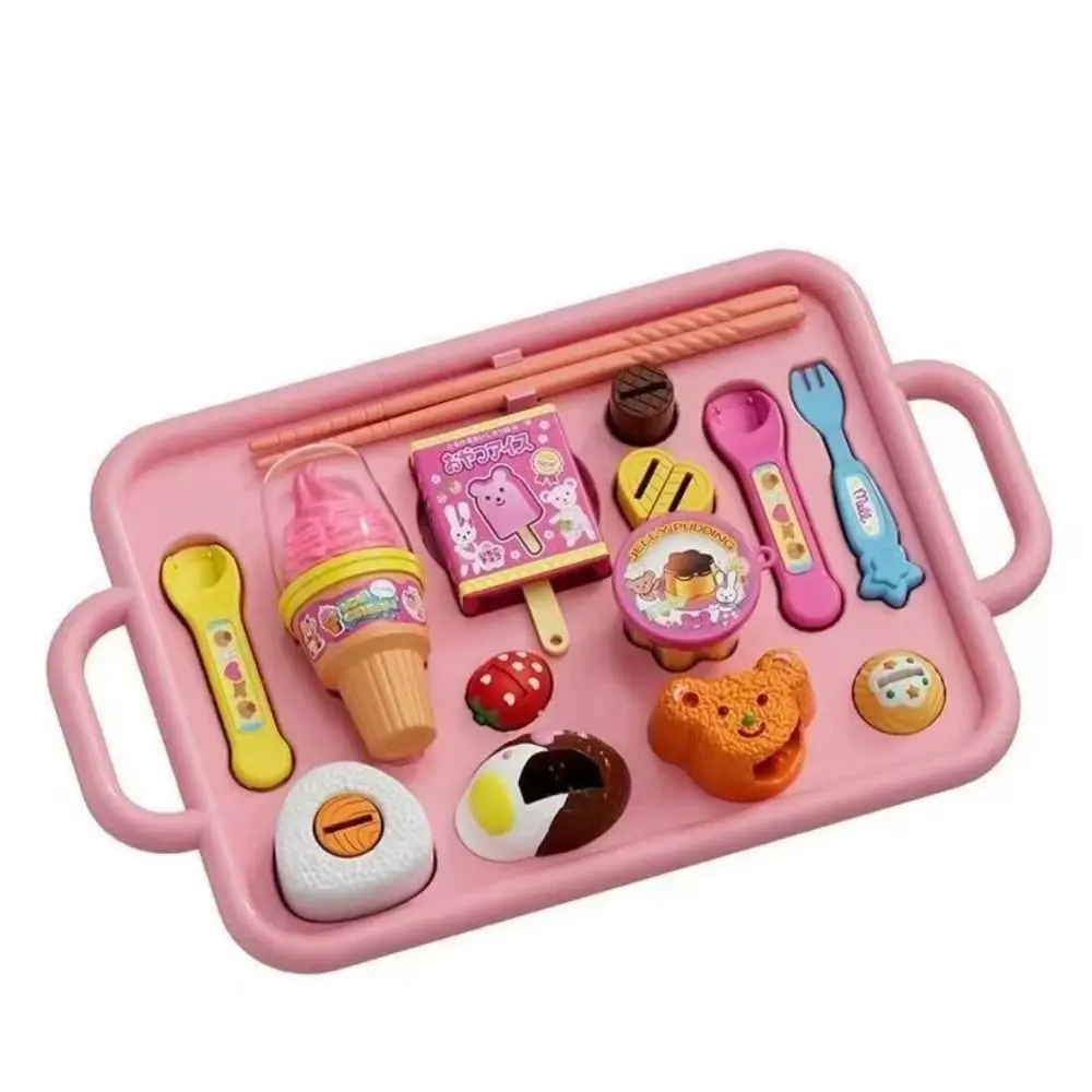 Conjunto de alimentação de pudim pequeno bearshape, modelo de simulação, lancheira, brinquedo de pudim, kawaii, dramatização, brinquedos de casa