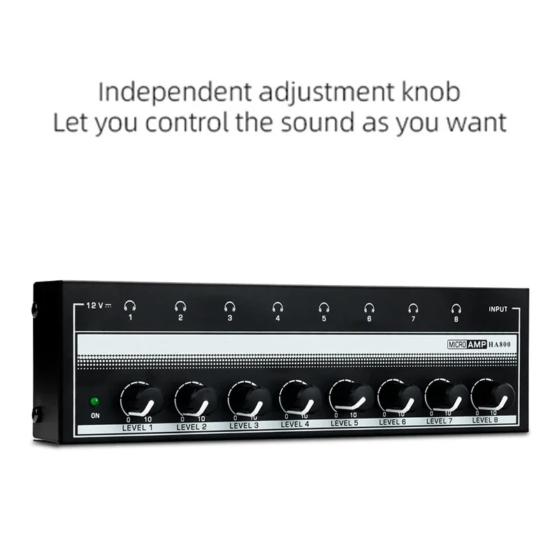 Pop HA800 8 Channel Headphone Amplifier Audio Stereo Amp Microamp Amplifier For Music Mixer Recording Ultra-Compact Sound Amplif