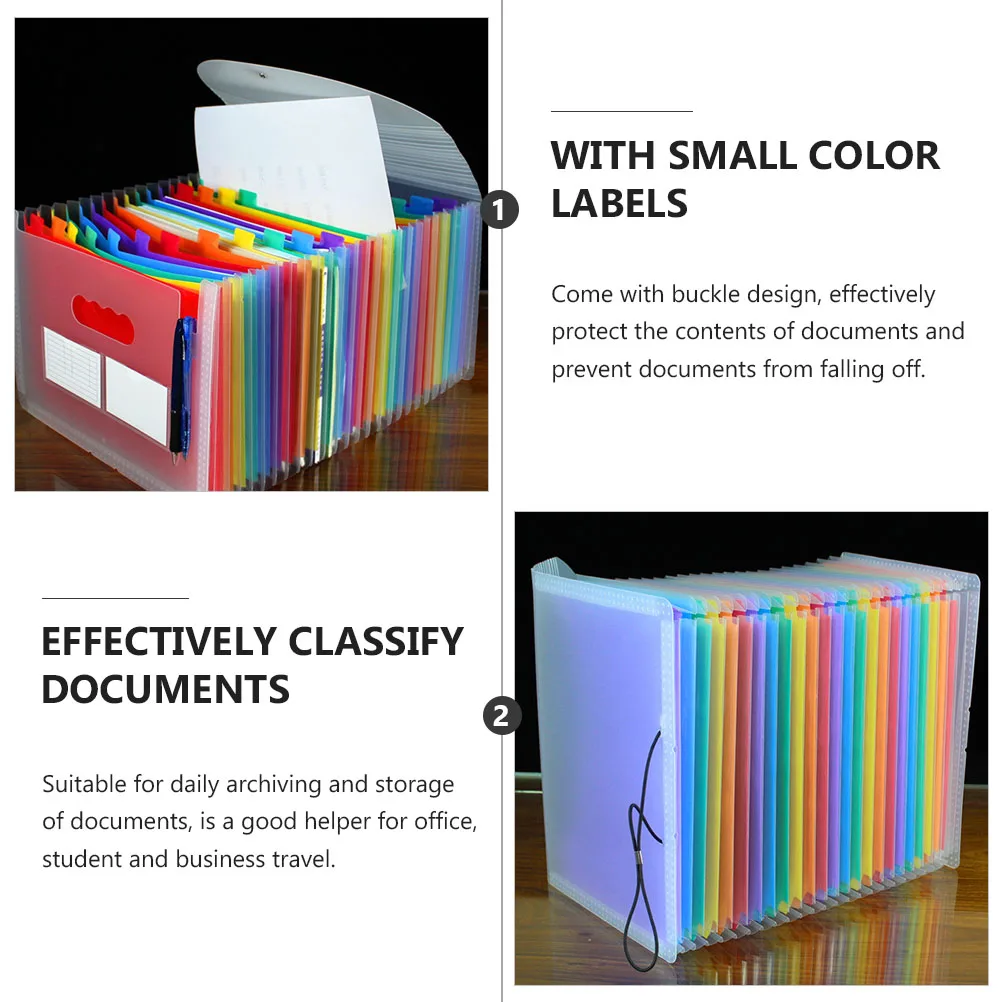 

24 Pockets Transparent Organ Bag Portable File Organizer Multi Folder Holder Vertical Colorful Folding