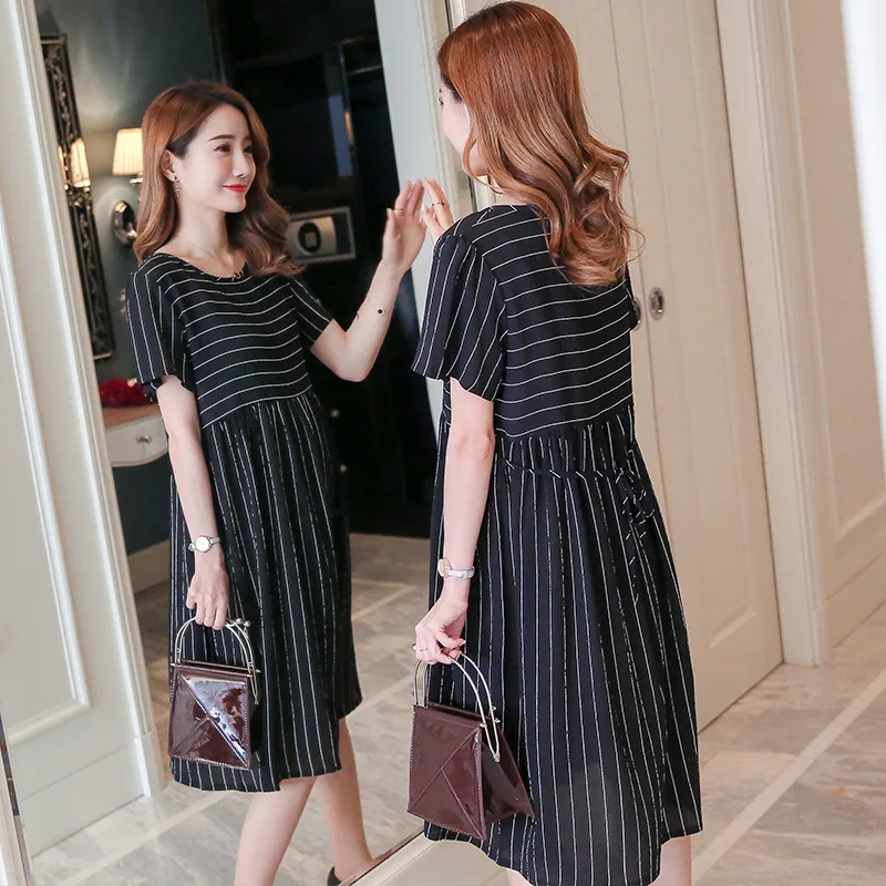 Summer Maternity Striped Dress Women Casual Maternity Dresses For Pregnant Clothes Dress Fashion Dress Maternity Dress Outdoor