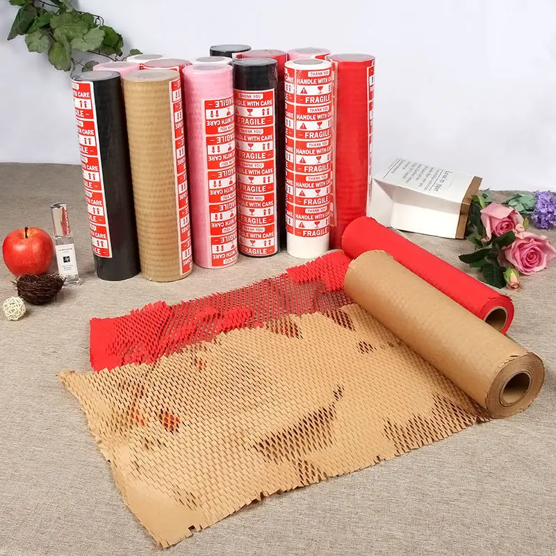 Honeycomb Packaging Paper Cushioning Kraft Paper Wrap Roll,  Eco-Friendly Honeycomb Protective Paper