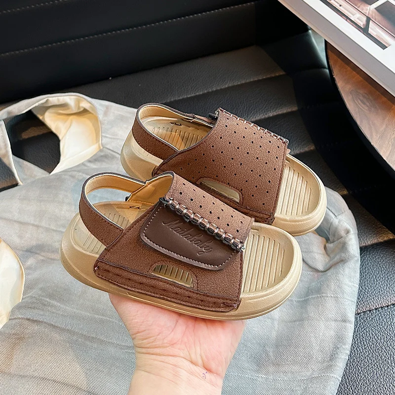 

Retro Children Outdoor Sandals Summer Classic Kids Non-slip School Sandals Hook Loop Fashion Soft Boys Girls Casual Flat Shoes