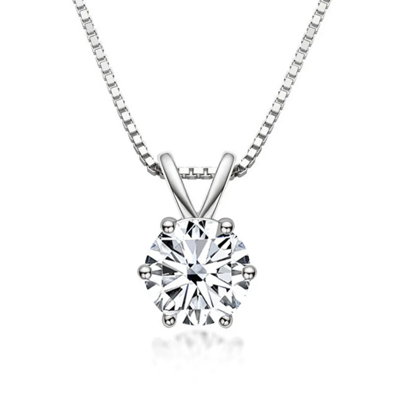 

1 Carat Multi-Color D VVS1 Moissanite Pendant Necklace in 925 Sterling Silver - Fine Jewelry Gift for Weddings & Engagements