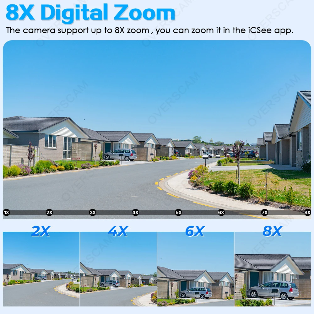 Imagem -03 - Câmera de Vigilância por Vídeo 8k Wifi 16mp hd Quatro Telas Cctv Câmera ip Zoom 8x Bluetooth Rastreamento Automático Video Cam ao ar Livre Icsee