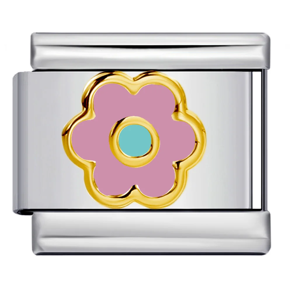 Bestie Gifts Weiße, Lila, Rosa, Grüne, Warme Blumen-Italienische Glieder passend für 9mm Edelstahl-Schmuck DIY Perlen zur Herstellung von Damenarmbändern – Detail 6