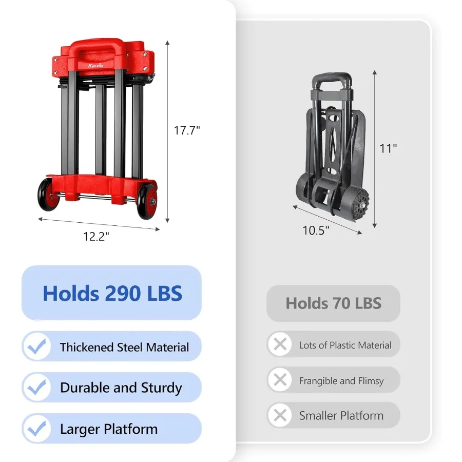 شاحنة يدوية قابلة للطي بسعة 290 رطلًا عربة دوللي مع عجلات شاحنة يدوية قابلة للطي دوللي خفيفة الوزن ومحمولة عربة المرافق لـ Airpor #2