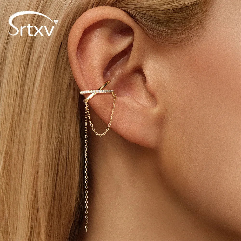 

Trendy Tassels Clip Earrings For Women Female Girls Hip Hop Party 5A Zircon Jewelry S925 Sterling Silver Plated Platinum Gifts
