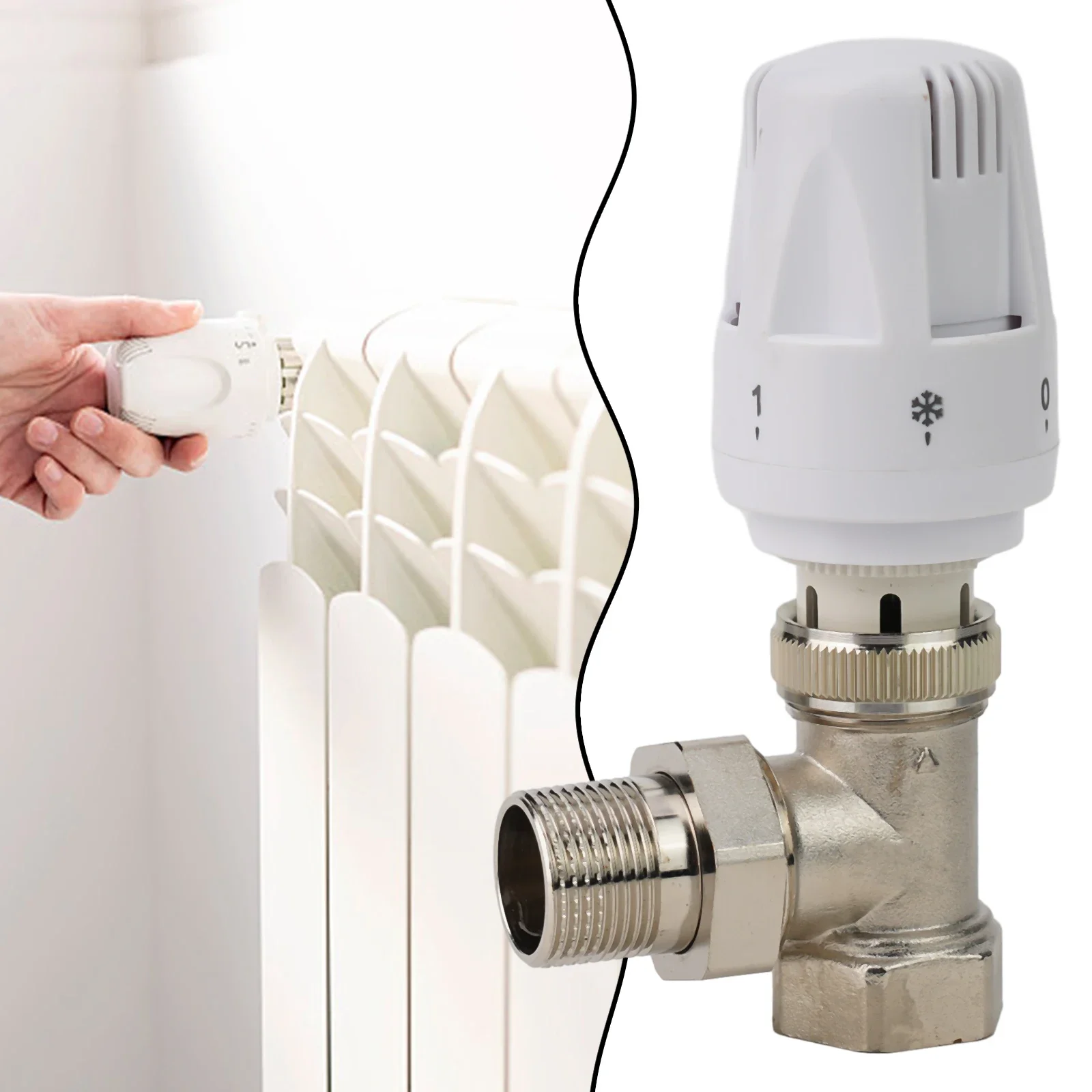 Thermostatic Radiator Valve Multiple Settings Special Valve White Silver Energy Efficient 1 Pc Automatically Copper