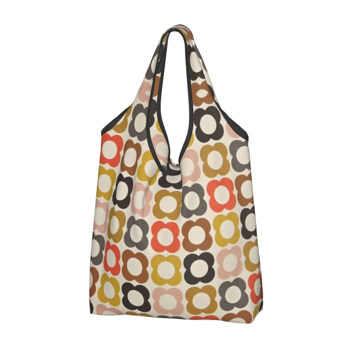 Custom Abstract Flowers Orla Kiely Shopping Bag Women Portable Large Capacity Grocery Scandinavian Style Shopper Tote Bags