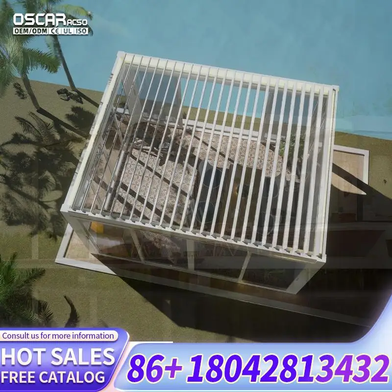 All Seasons Custom Motorized Electric Bioclimatic Pergola Waterproof Outdoor Aluminum Louver Garden Patio Europe America Smart W