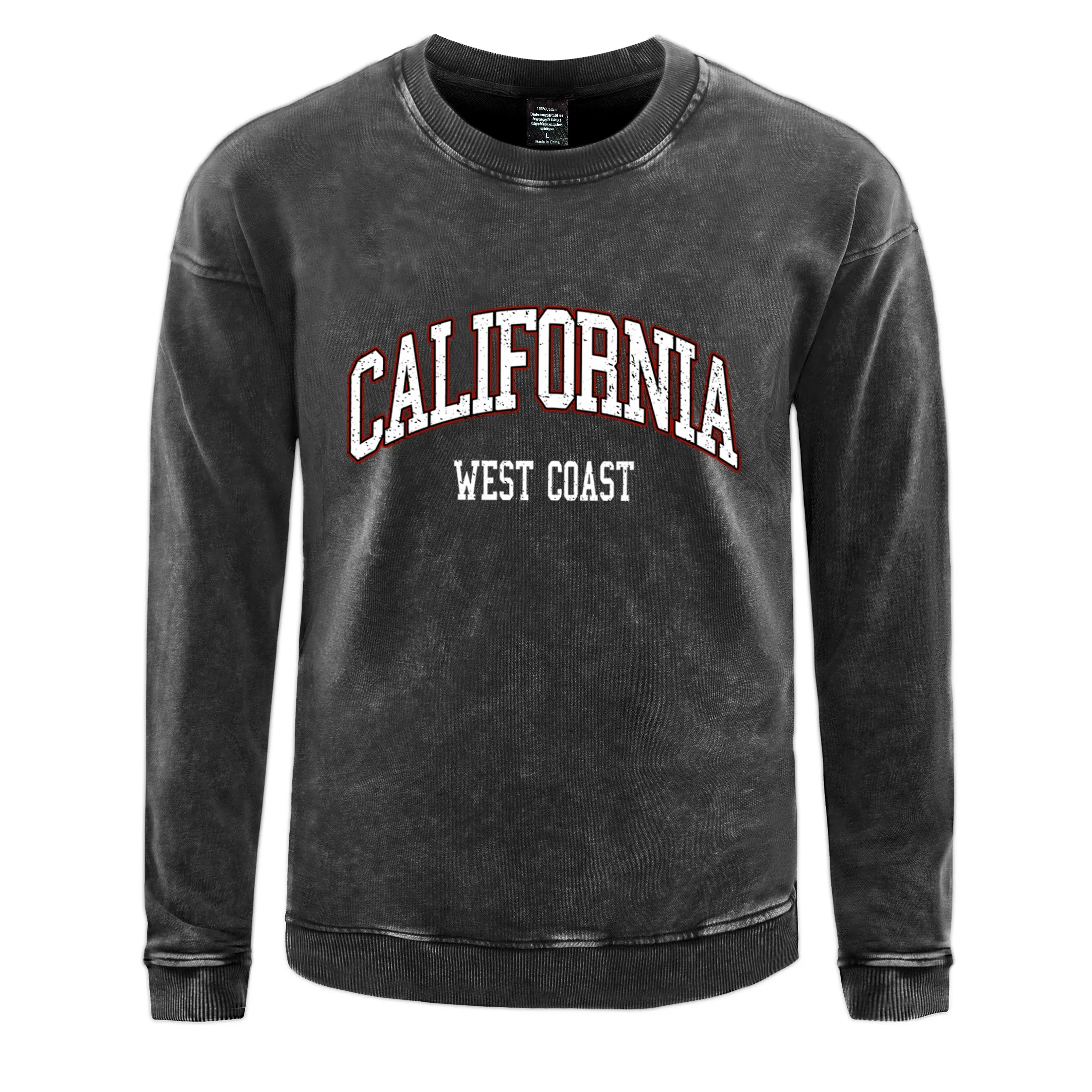 California West Coast Mens Washed Cotton Sweatshirt Harajuku Couple Sportswear Fashion Hip Hop Tops Street Hdoody