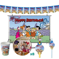 Flintstone Birthday Party Decorations, Farm Animal, TV Show Theme, Favors Supplies, Banner, Cups, Straws for Toddlers