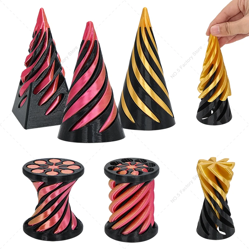 New Impossible Pyramid Passthrough Sculpture 3D Printed Helix Screw Fidget Toy Spiral Cone Decompression Decorative Ornaments