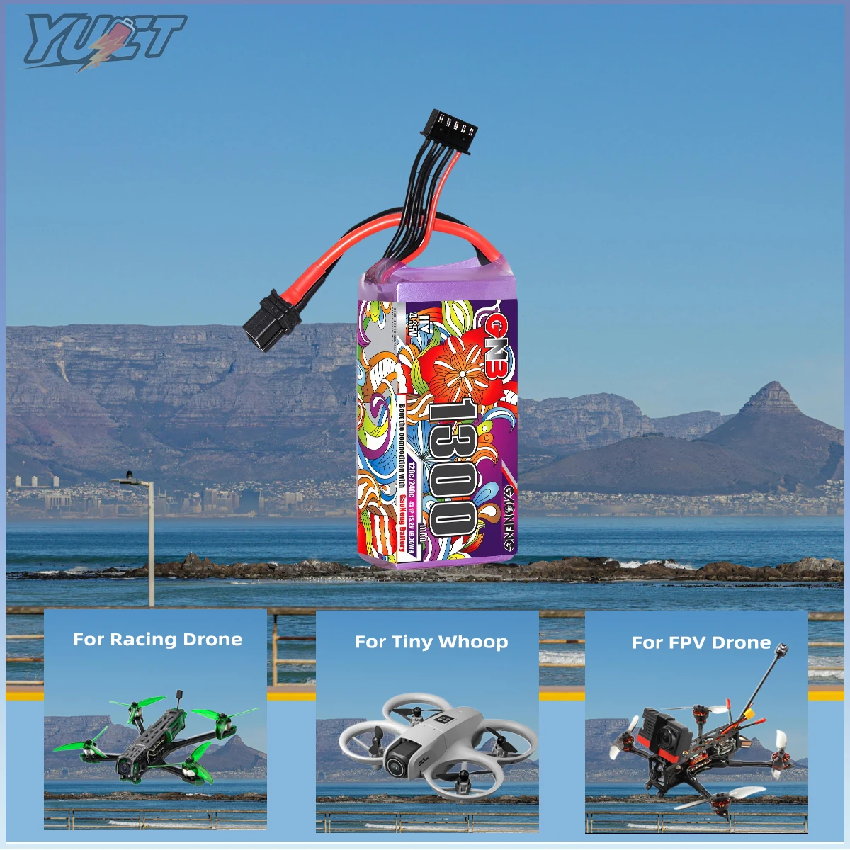 YUCT GNB 4S XT60 LiHV 15.2V 1300mAh 120C/Max240C LiPo แบตเตอรี่สําหรับ RC FPV Drone Quadcopter เครื่องบินเฮลิคอปเตอร์ Racing Part Hobby