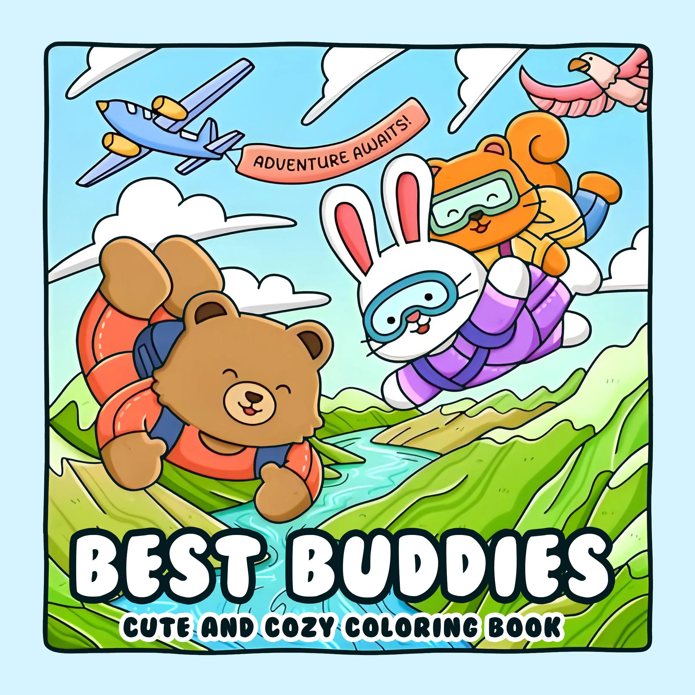 BEST BUDDIES Bold-easy Patterns Coloring Book for Adults Cute Drawing Book Perfect Gift for Party and Birthday