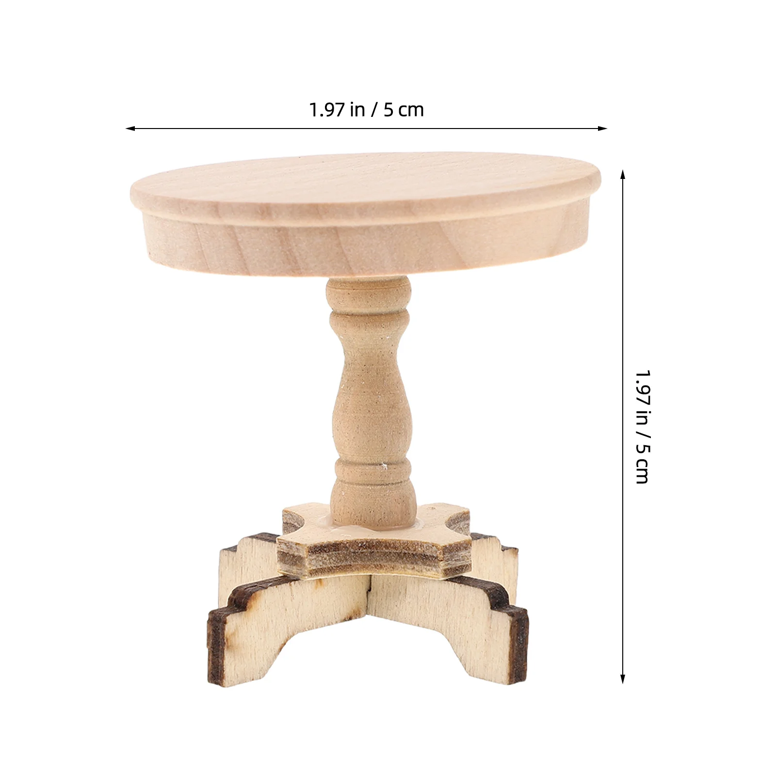2Pcs Wooden Mini Round Table 1:12 Scale Dollhouse Furniture Set Coffee Table for Mini House Living Room Dollhouse Accessories