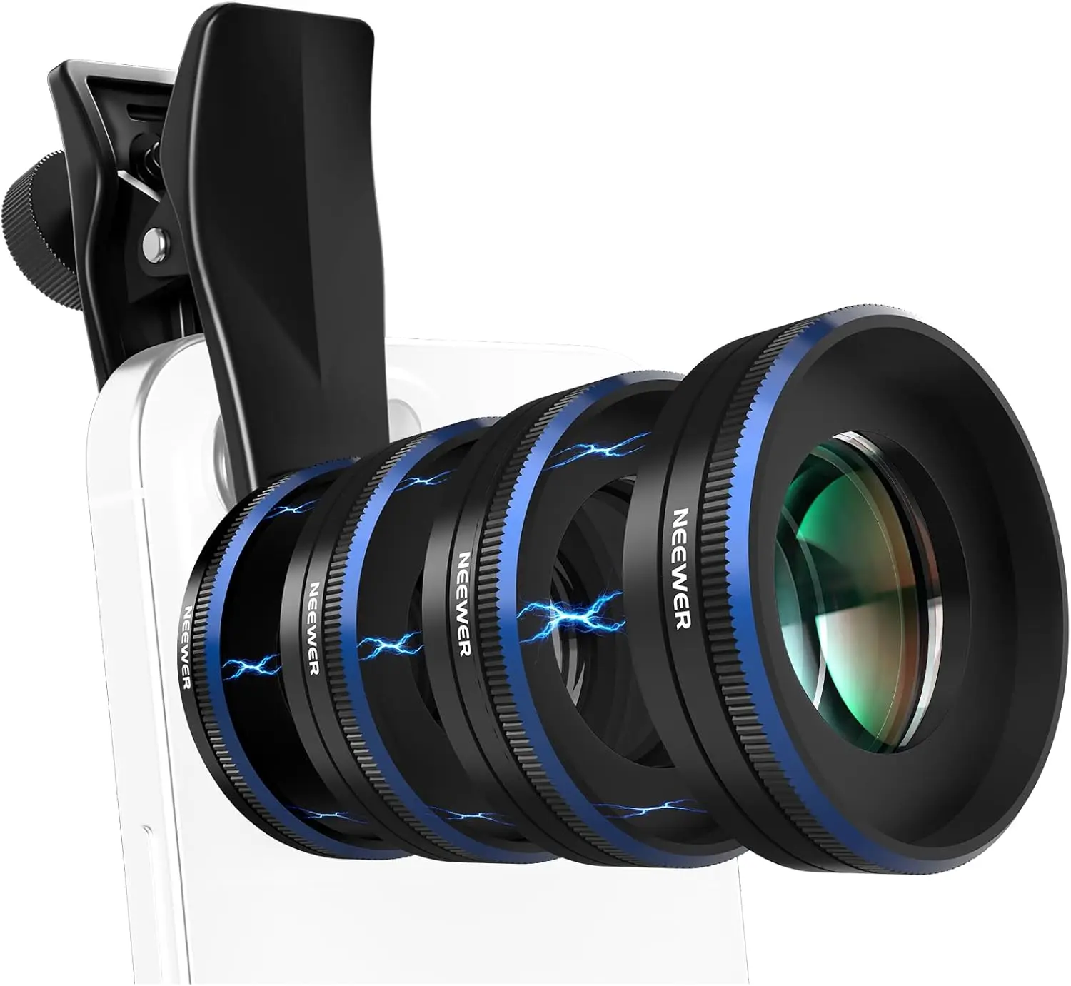 Macro Lens Kit for Phones, 4-Piece Stackable Magnetic Close-Up Lens Set with 17mm Threaded Clamp, Clip-On Photography Accessory for iPhone, Android, Samsung Devices