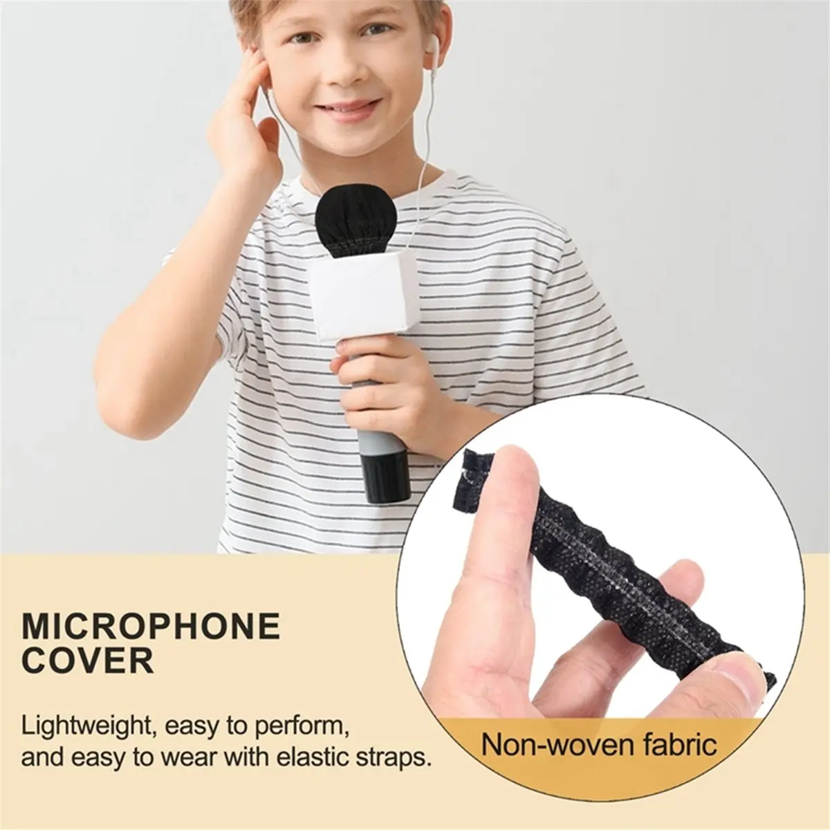 PHONE&GEAR 200 Pcs Disposable Microphone Covers, Windscreen Mic Covers, Handheld Microphone Protective Cap for Karaoke
