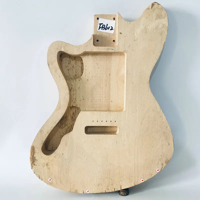 FB612 Custom Electric Guitar Unfinished Left Hand Guitar Body in Solid Basswood No Paints 6 Screws Fixed DIY Replace Parts