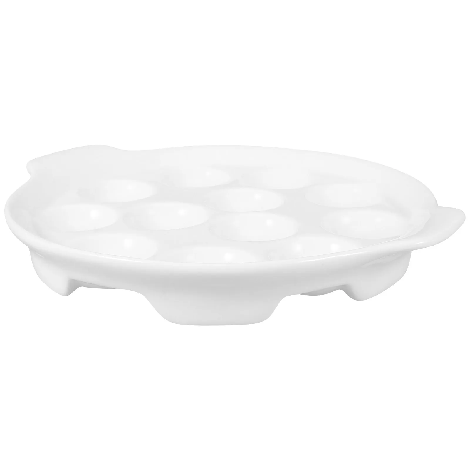 Plato para hornear caracoles, plato de cerámica premium para servir escargots, diseño compacto con orificios que evita que la salsa se derrame, ideal para mariscos, 1 unidad