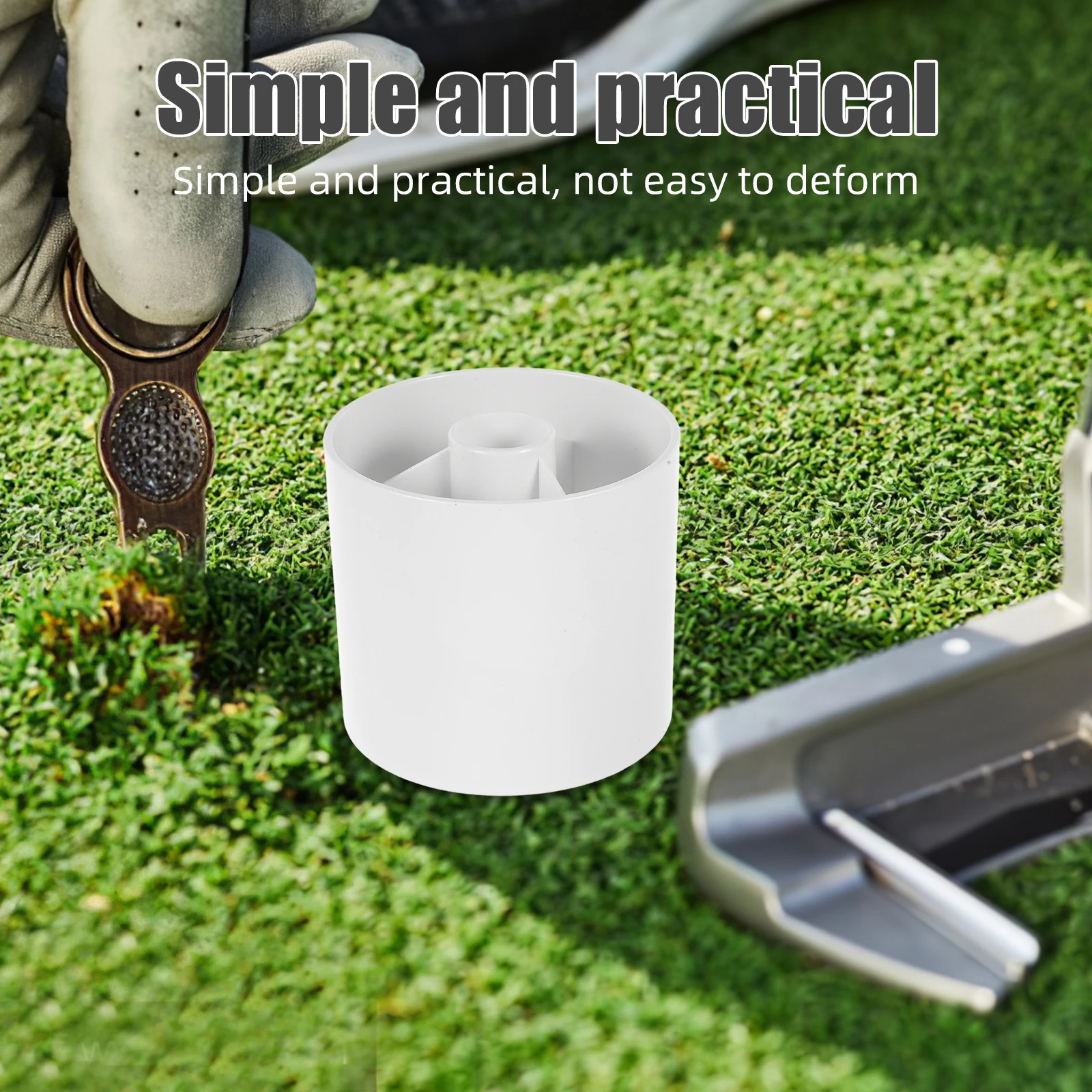 

2 pcs Plastic Golf Green Hole Cup 105x105x10cm White Durable Practice Putting Flag Support Mini Travel Tool