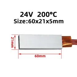 60x21mm 24V 200°C AC DC Ptc Ceramic Heating Element Heat Resistor Plate Aluminum Incubator Parts Hair Dryer Heating Element