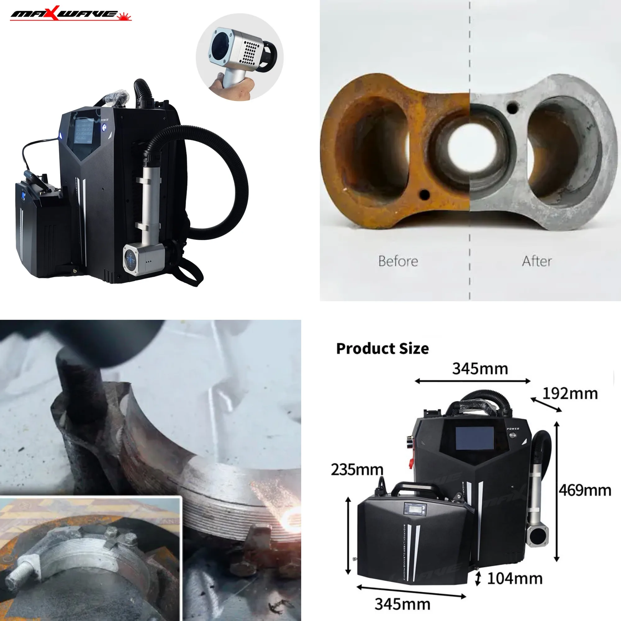 Импульсная шайба, монтируемая в рюкзак, 100 Вт/200 Вт — чистая техника, деревянная фурнитура и наружное снаряжение, импульсные лазеры в местоположении, чистящая машина