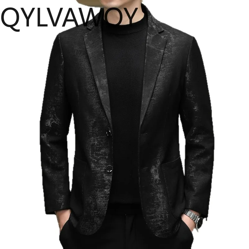 QYLVAWOY Real Sheepskin Leather Jacket
