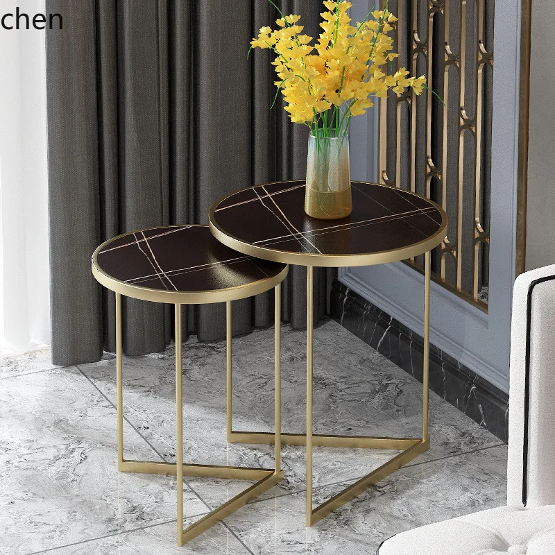 Factory Direct 2026 Top LXC Tavolino da divano leggero di lusso moderno soggiorno rotondo in marmo di roccia minimalista Interne