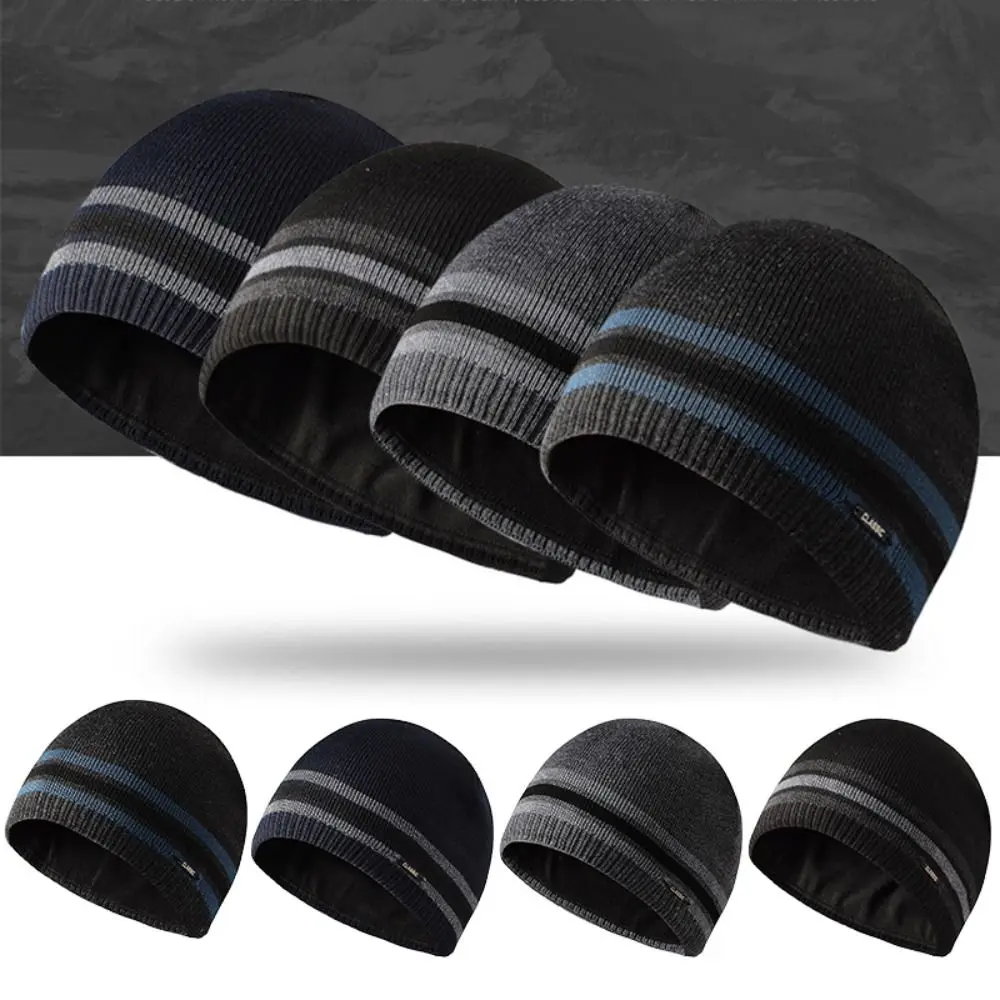 Casual Winter Warm Knitted Beanies Cap Windproof Hedging Caps Soft Soild Color Winter Hiking Cycling Beanies
