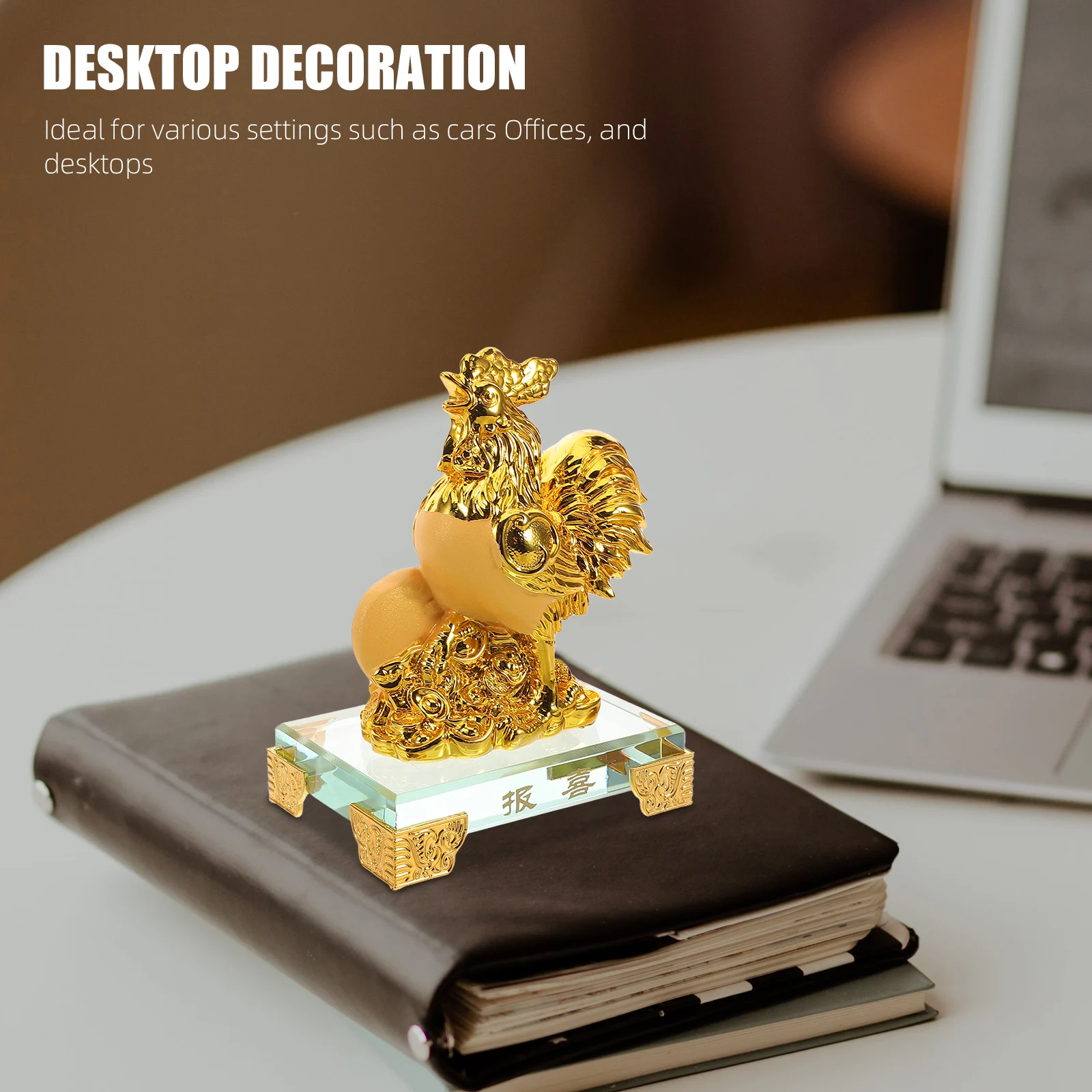

Handmade Resin Chicken Statue Chinese Zodiac Decor for Office Desk Home Interior Feng Shui Luck Enhancement Decoration Accessory