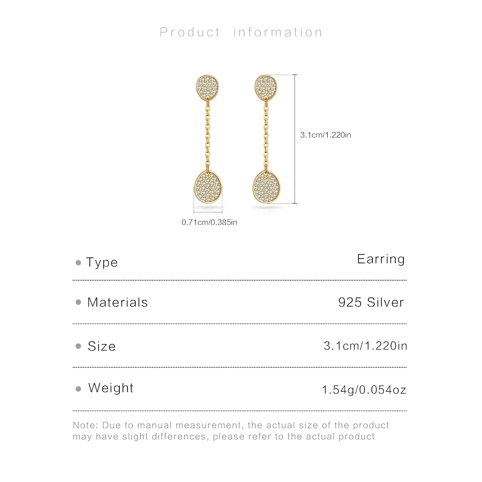 ANDYWEN 925 Silver Full CZ Double Circle Long Drop Earrings, Chain Dangle Stud, Hypoallergenic Pair Gift Box 5