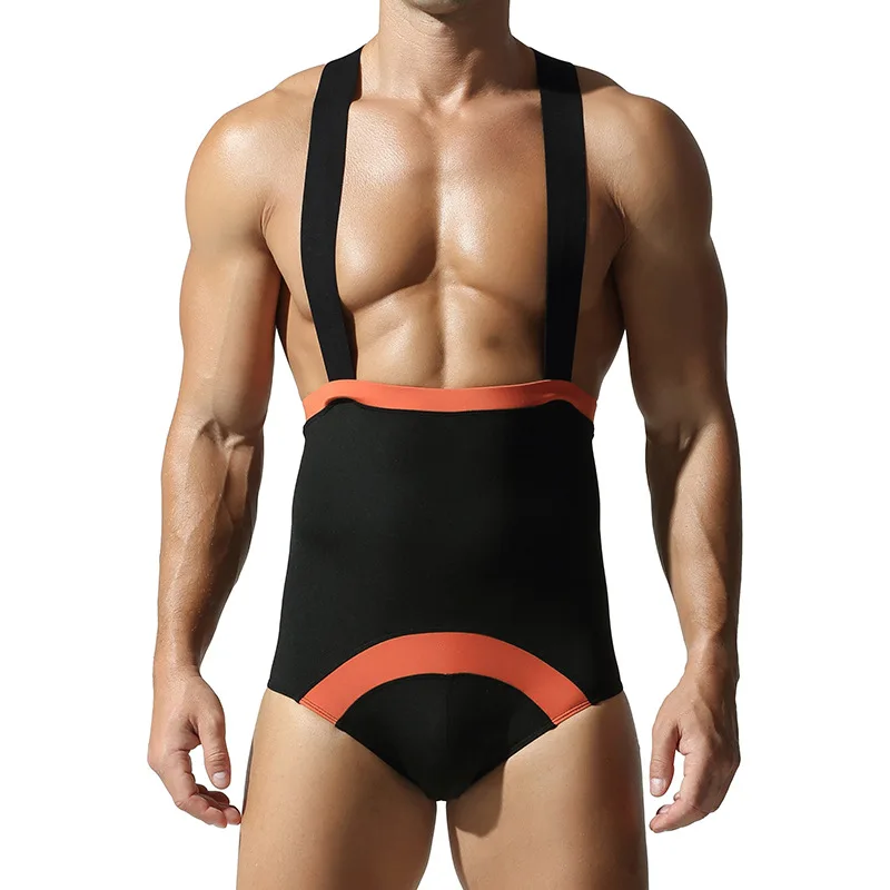 

TAUWELL Men’s Jumpsuit Daily Sports and Fitness Outfits Comfortable Two-Strap One-Piece Top Set Modest Tummy-Covering Design New