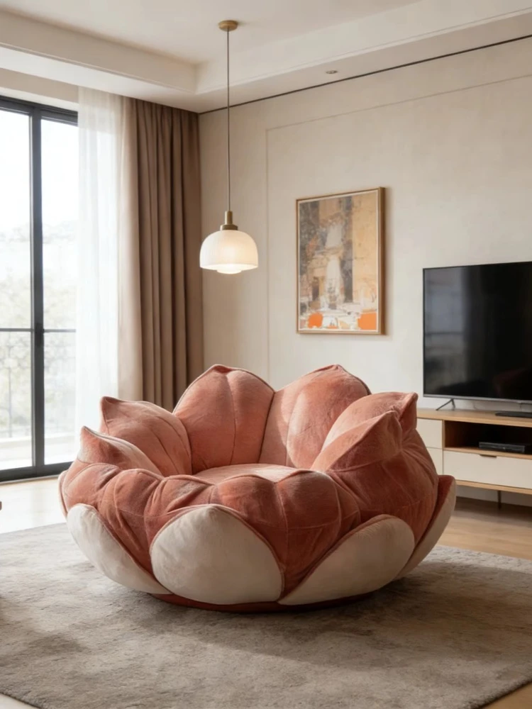 *Lotus shape plush single sofa light luxury living room comfortable leisure furniture