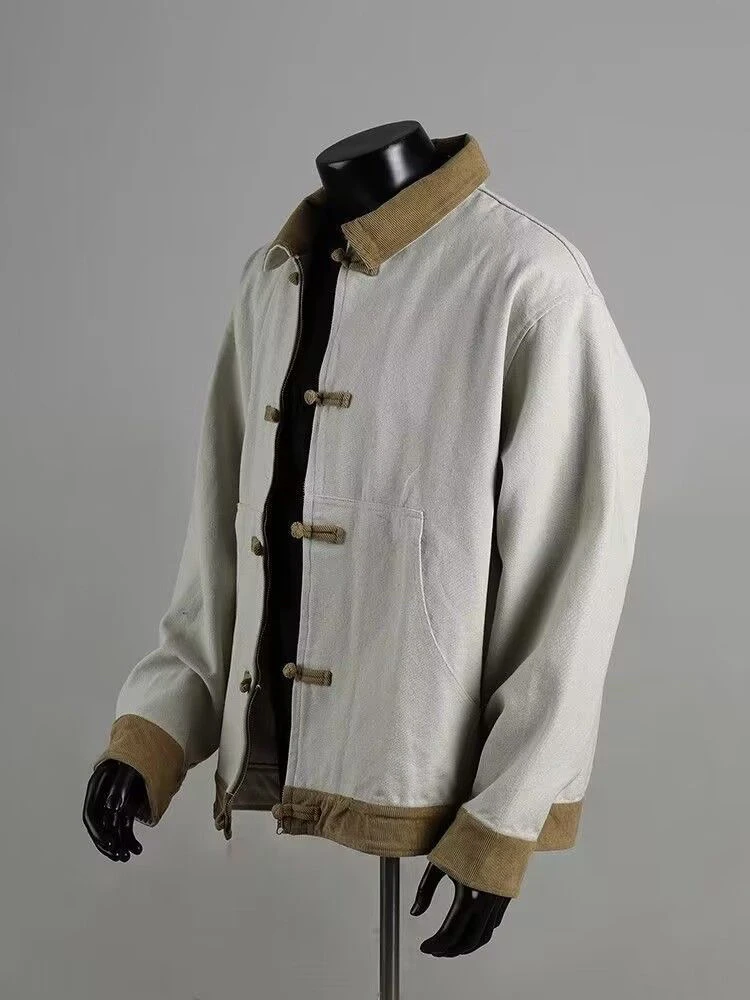 

Spring Autumn Men's Jaet with Button Design Color Blo Collar Stand up irt Modern Sle Breathable Long Sve Polyester