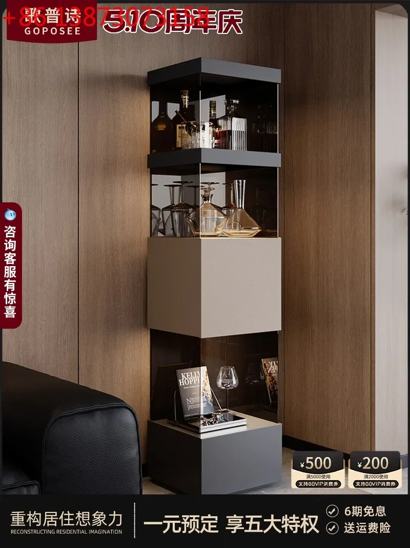 Italian atmosphere simple minimalist wall 2026 new glass suspended wine cabinet