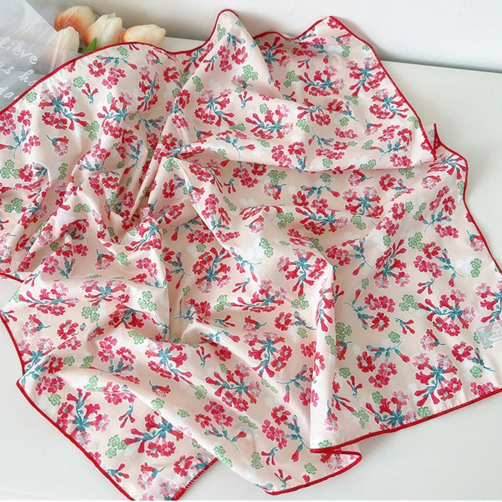 Foulard Carré en Coton et Lin de 58cm, Imprimé Floral Vintage, Bandanas à la Mode pour Femme, Accessoires pour Cheveux, Turban, Bandeau de Sauna