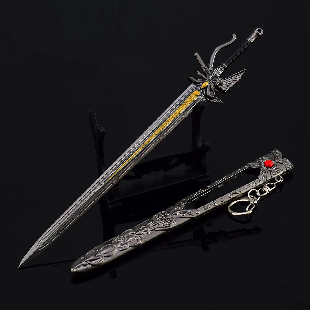 22Cm Kingsglaive Fantasiespel Noctis Lucis Caelum Wapen Metaal Spel Samurai Zwaard Sleutelhangers Handwerk Wapen Model Geschenken Speelgoed Jongens