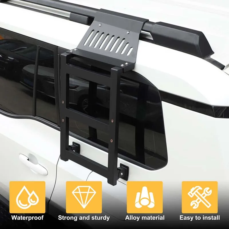 2024-2026 Aluminum Alloy Black Car Side Ladder Exterior Modification Auto Exterior For Toyota Land Cruiser Prado Accessories