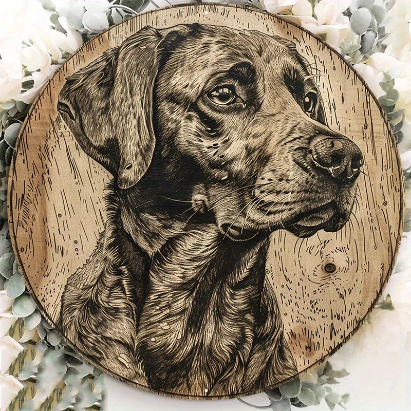 

8x8inch Aluminum Metal Sign Golden Labrador, Print On Wood Round Sign Wall vintage decor room decoration garage farmhouse decor