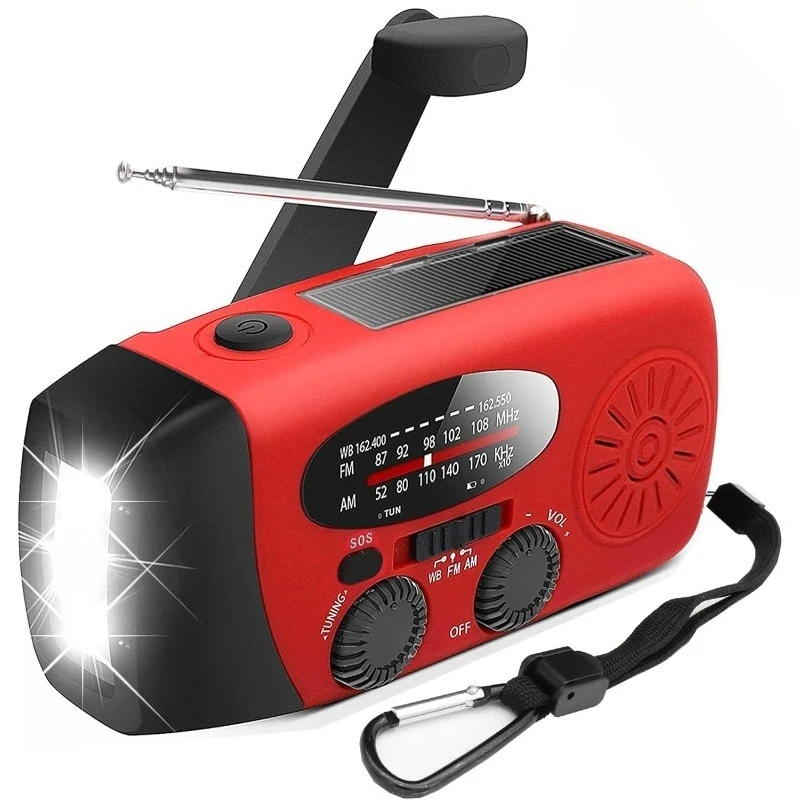 

Радиоприемник с ручным приводом AM/FM/NOAA, 2000 мАч, Power Bank, LED-фонарик, солнечная зарядка, USB для кемпинга, активного отдыха, экстренных ситуаций, HD-качество